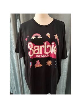 Barbie Movie Graphic T-Shirt Women's Plus Size 3XL Black Short Sleeve Casual